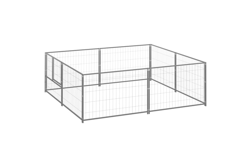 hundeløbegård 4 m² stål sølvfarvet - Sølv - Sport & fritid - Til dyrene - Til hund - Hundemøbler