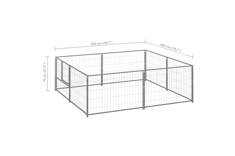 hundeløbegård 4 m² stål sølvfarvet - Sølv - Hundemøbler - Hundelåge & hundehegn - Hundehus & hundegård