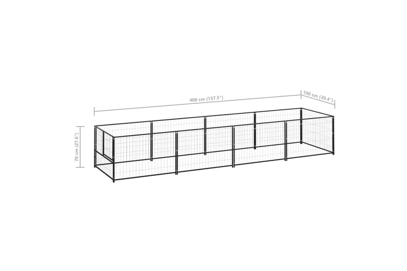 hundeløbegård 4 m² stål sort - Sort - Sport & fritid - Til dyrene - Til hund - Hundemøbler