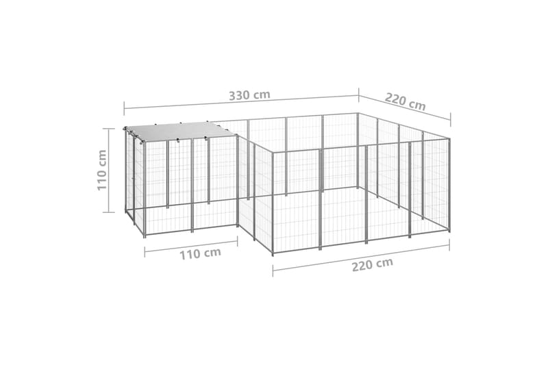 hundeløbegård 6,05 m² stål sølvfarvet - Sølv - Hundemøbler - Hundelåge & hundehegn - Hundehus & hundegård