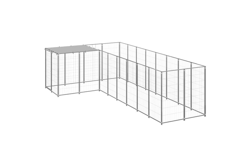 hundeløbegård 6,05 m² stål sølvfarvet - Sølv - Sport & fritid - Til dyrene - Til hund - Hundemøbler