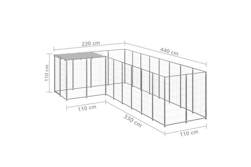 hundeløbegård 6,05 m² stål sølvfarvet - Sølv - Hundemøbler - Hundelåge & hundehegn - Hundehus & hundegård