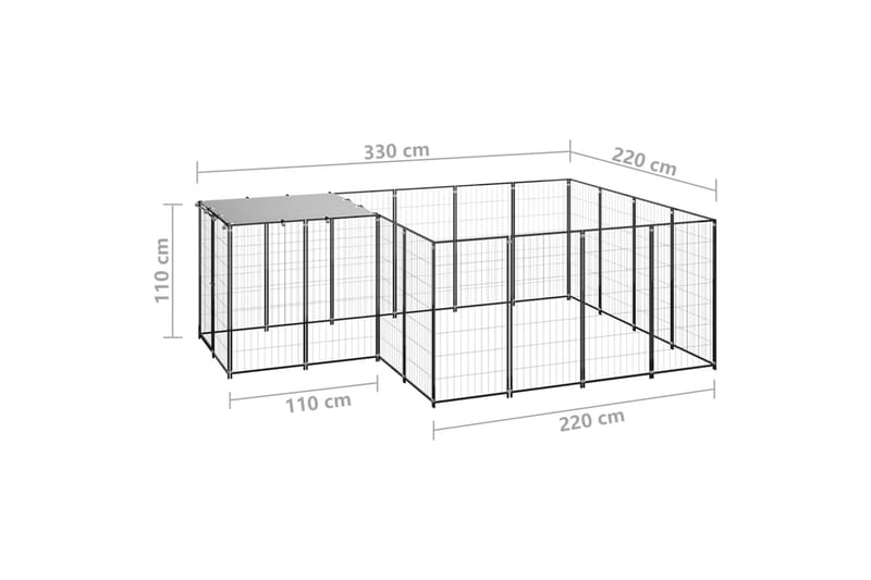hundeløbegård 6,05 m² stål sort - Sort - Sport & fritid - Til dyrene - Til hund - Hundemøbler
