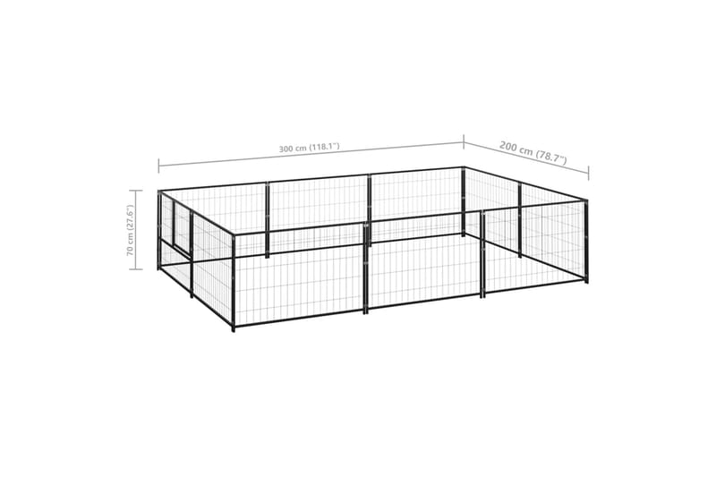 hundeløbegård 6 m² stål sort - Sort - Sport & fritid - Til dyrene - Til hund - Hundemøbler