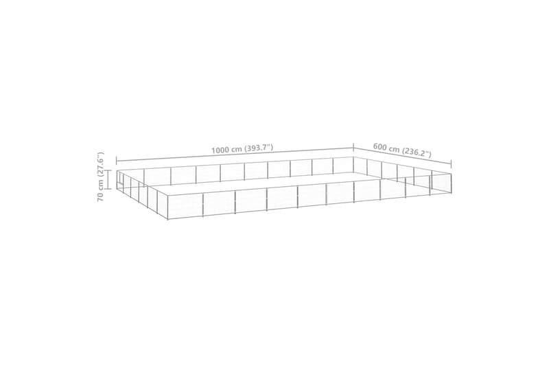 hundeløbegård 60 m² stål sølvfarvet - Sølv - Hundemøbler - Hundelåge & hundehegn - Hundehus & hundegård