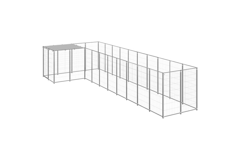 hundeløbegård 7,26 m² stål sølvfarvet - Sølv - Sport & fritid - Til dyrene - Til hund - Hundemøbler