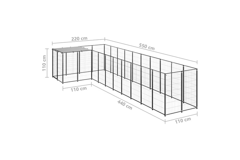 hundeløbegård 7,26 m² stål sort - Sort - Hundemøbler - Hundelåge & hundehegn - Hundehus & hundegård