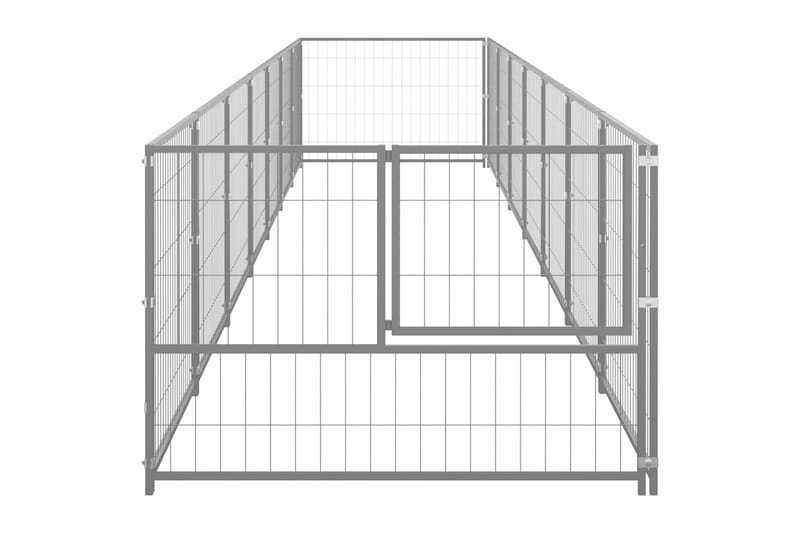 hundeløbegård 7 m² stål sølvfarvet - Sølv - Hundemøbler - Hundelåge & hundehegn - Hundehus & hundegård