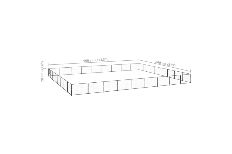 hundeløbegård 72 m² stål sort - Sort - Hundemøbler - Hundelåge & hundehegn - Hundehus & hundegård