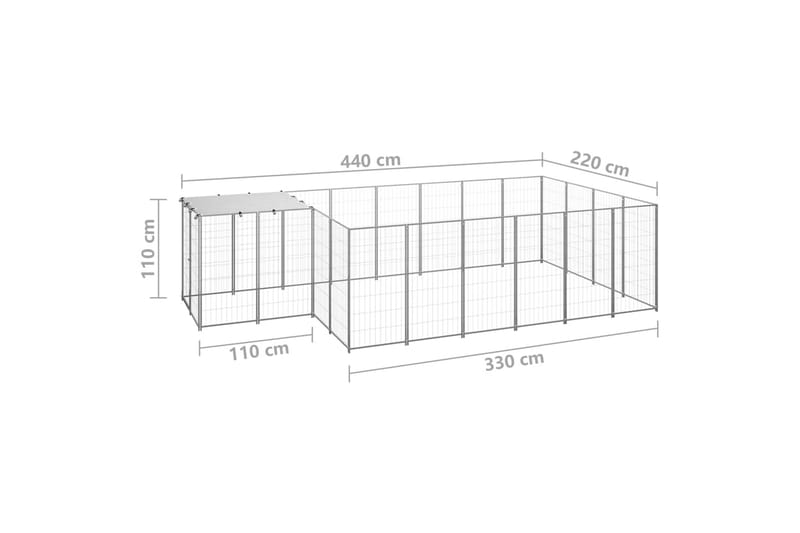 hundeløbegård 8,47 m² stål sølvfarvet - Sølv - Hundemøbler - Hundelåge & hundehegn - Hundehus & hundegård