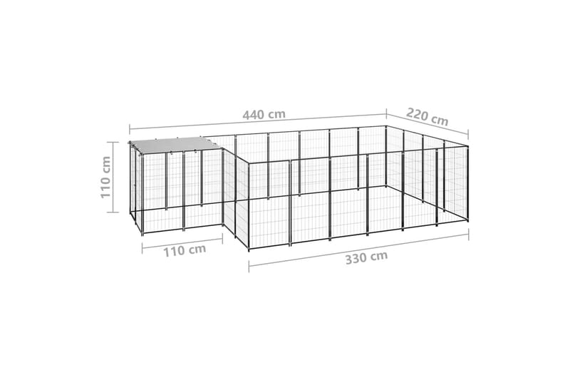 hundeløbegård 8,47 m² stål sort - Sort - Sport & fritid - Til dyrene - Til hund - Hundemøbler