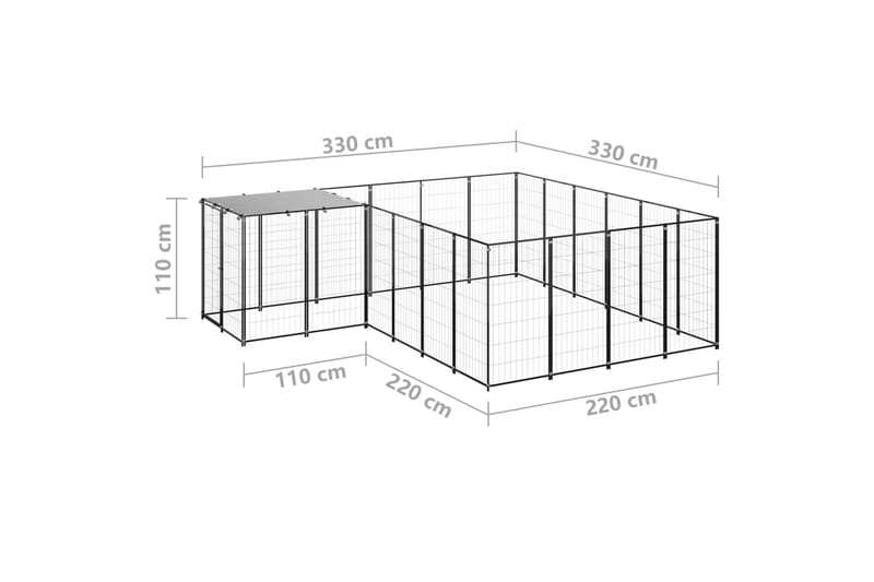 hundeløbegård 8,47 m² stål sort - Sort - Hundemøbler - Hundelåge & hundehegn - Hundehus & hundegård