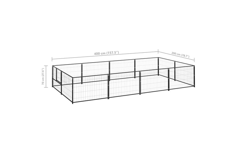 hundeløbegård 8 m² stål sort - Sort - Sport & fritid - Til dyrene - Til hund - Hundemøbler