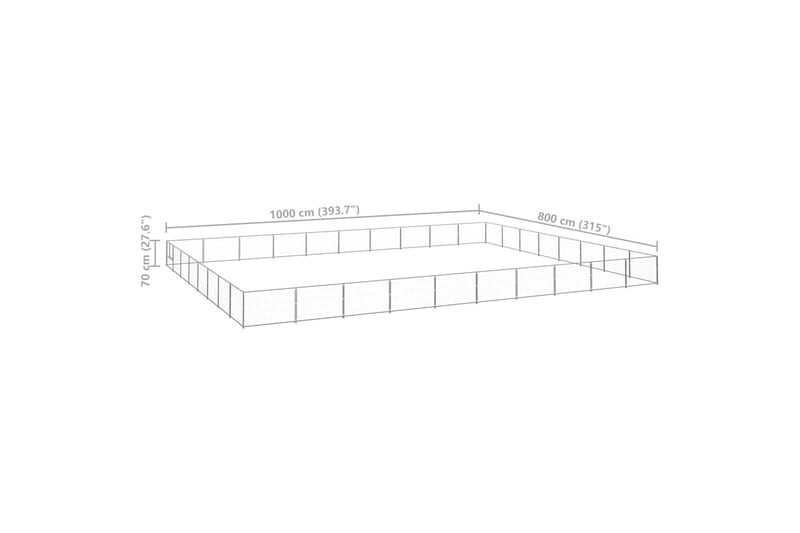 hundeløbegård 80 m² stål sølvfarvet - Sølv - Hundemøbler - Hundelåge & hundehegn - Hundehus & hundegård