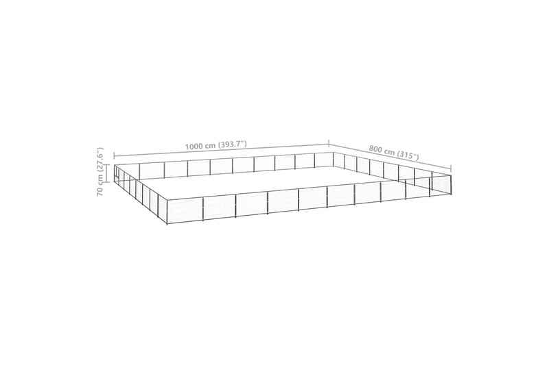 hundeløbegård 80 m² stål sort - Sort - Hundemøbler - Hundelåge & hundehegn - Hundehus & hundegård