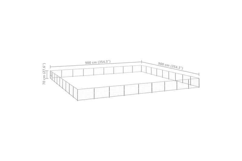 hundeløbegård 81 m² stål sølvfarvet - Sølv - Hundemøbler - Hundelåge & hundehegn - Hundehus & hundegård