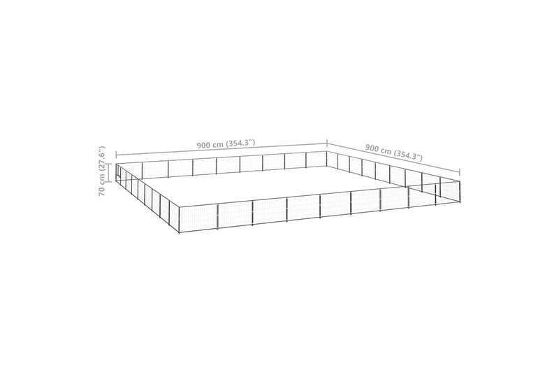 hundeløbegård 81 m² stål sort - Sort - Hundemøbler - Hundelåge & hundehegn - Hundehus & hundegård