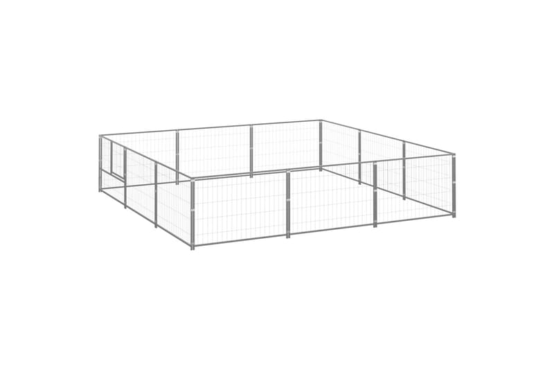 hundeløbegård 9 m² stål sølvfarvet - Sølv - Sport & fritid - Til dyrene - Til hund - Hundemøbler
