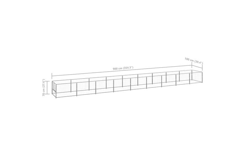 hundeløbegård 9 m² stål sølvfarvet - Sølv - Hundemøbler - Hundelåge & hundehegn - Hundehus & hundegård