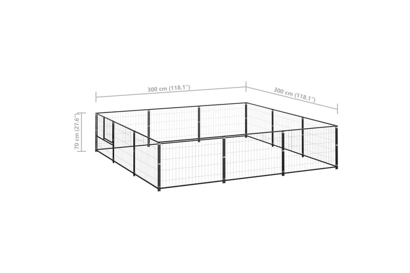 hundeløbegård 9 m² stål sort - Sort - Sport & fritid - Til dyrene - Til hund - Hundemøbler