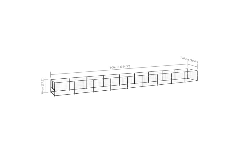 hundeløbegård 9 m² stål sort - Sort - Sport & fritid - Til dyrene - Til hund - Hundemøbler