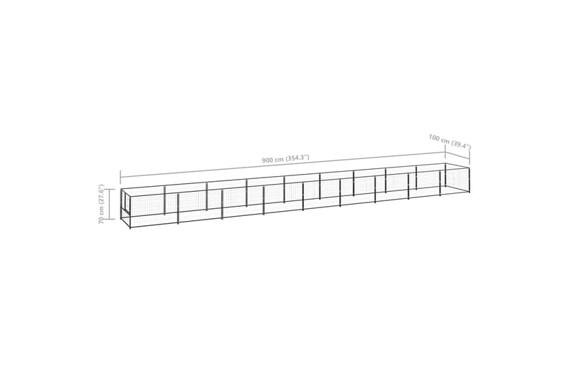 hundeløbegård 9 m² stål sort - Sort - Hundemøbler - Hundelåge & hundehegn - Hundehus & hundegård