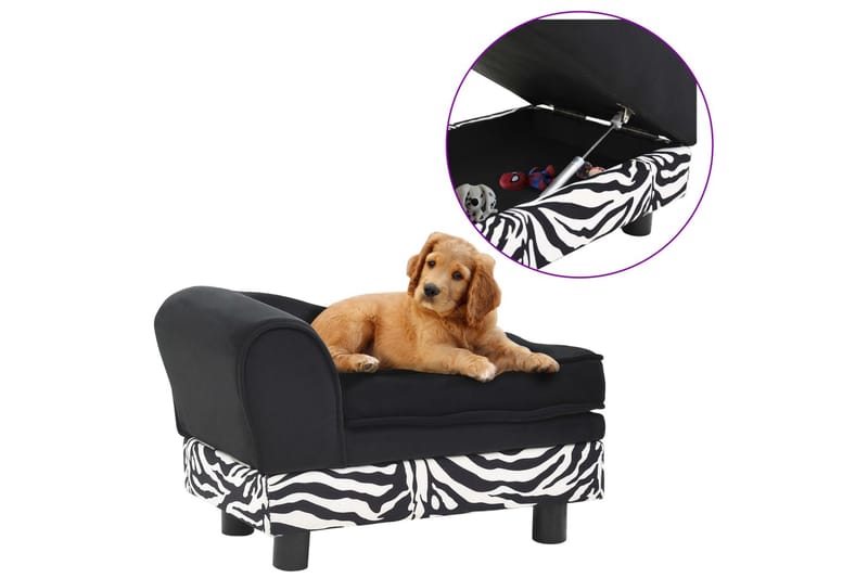 Hundesofa 57X34X36 cm Plys Sort - Sort - Hundemøbler - Hundeseng