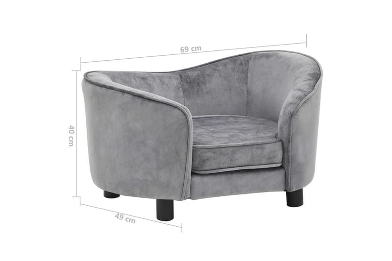 Hundesofa 69X49X40 cm Plys Grå - Grå - Sport & fritid - Til dyrene - Til hund - Hundemøbler