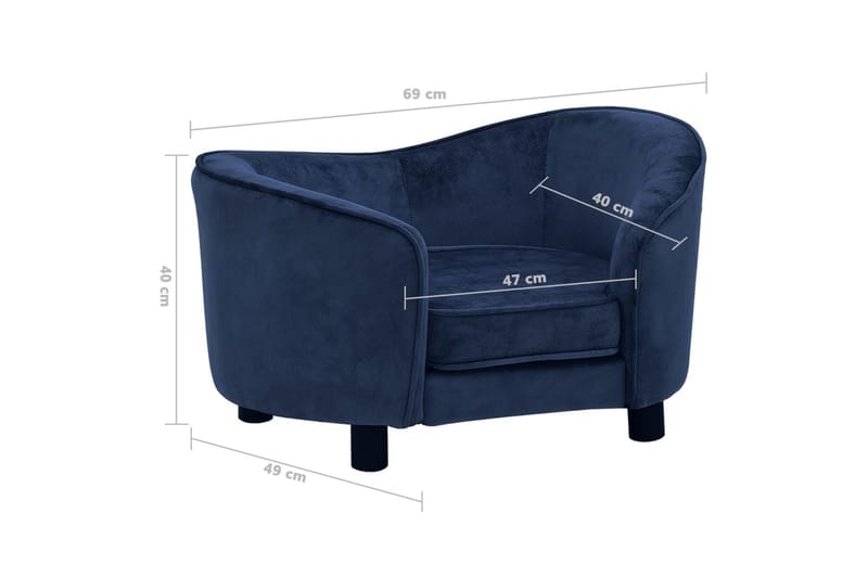 hundesofa 69x49x40 cm plys blå - Blå - Sport & fritid - Til dyrene - Til hund - Hundemøbler
