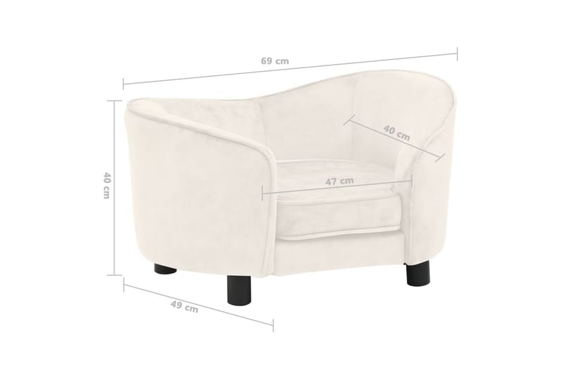 hundesofa 69x49x40 cm plys cremefarvet - Creme - Hundemøbler - Hundeseng