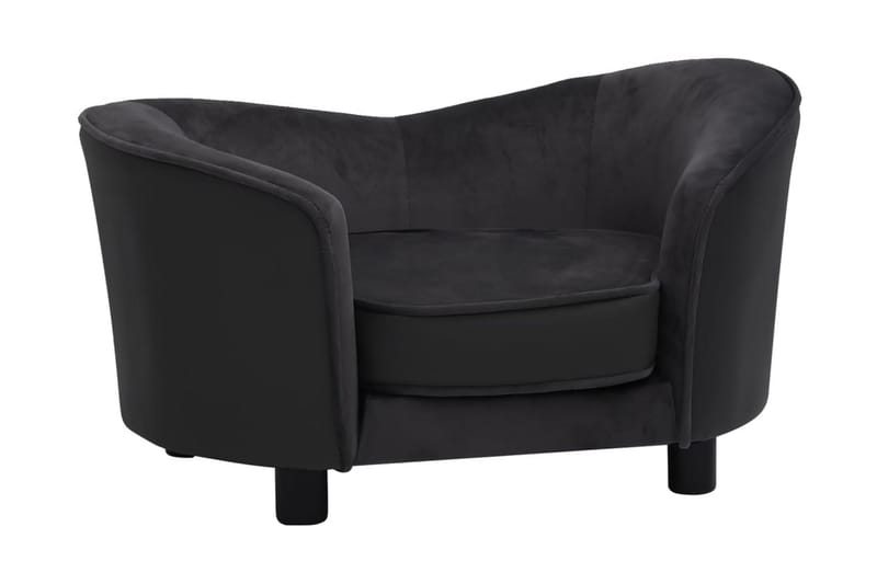 hundesofa 69x49x40 cm plys og kunstlæder sort - Sort - Sport & fritid - Til dyrene - Til hund - Hundemøbler - Hundeseng