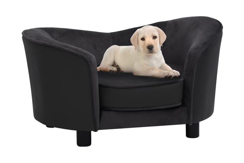 hundesofa 69x49x40 cm plys og kunstlæder sort - Sort - Hundeseng - Hundemøbler