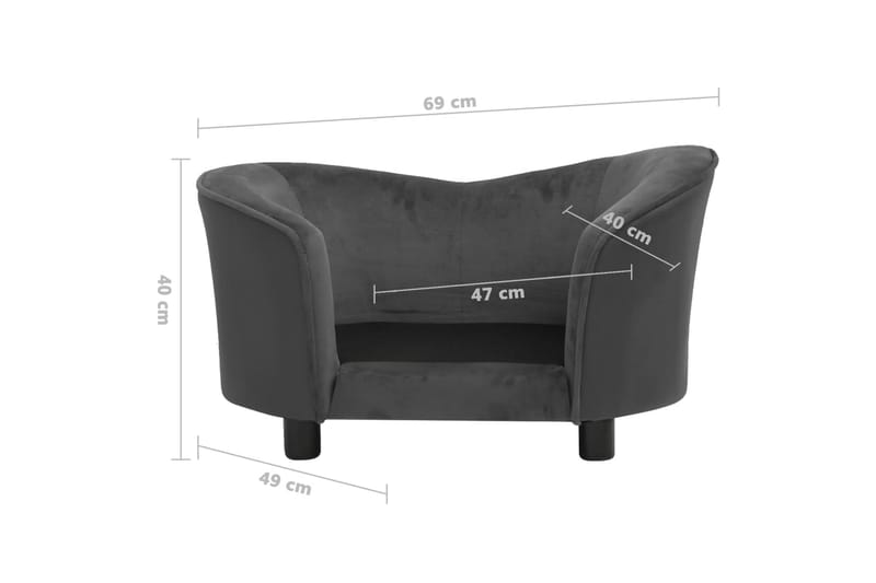 hundesofa 69x49x40 cm plys og kunstlæder mørkegrå - Grå - Sport & fritid - Til dyrene - Til hund - Hundemøbler - Hundeseng