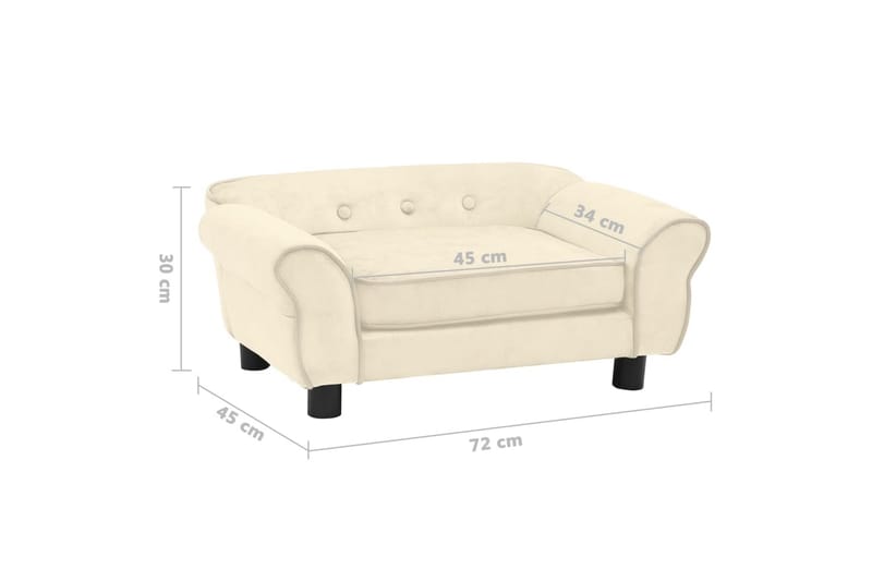 hundesofa 72x45x30 cm plys cremefarvet - Creme - Hundemøbler - Hundeseng