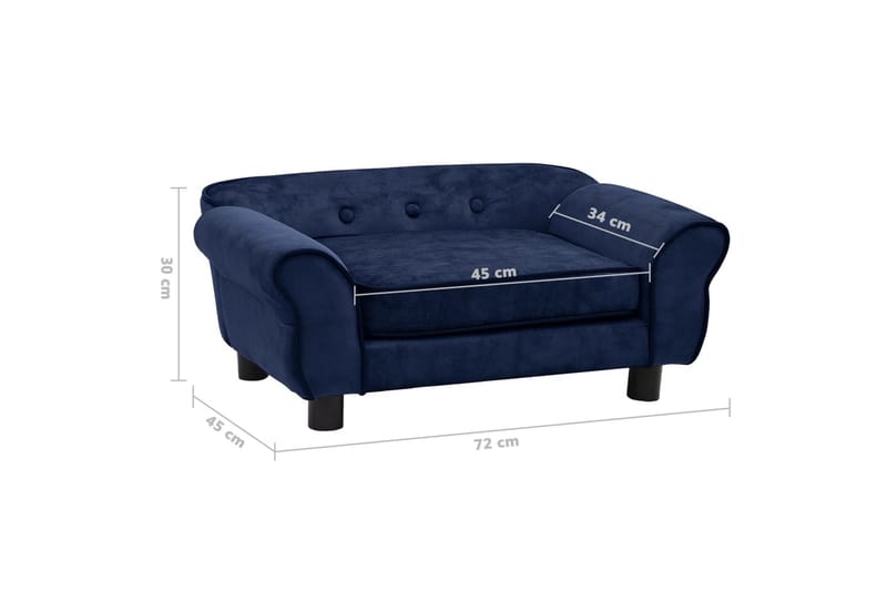 hundesofa 72x45x30 cm plys blå - Blå - Sport & fritid - Til dyrene - Til hund - Hundemøbler - Hundeseng