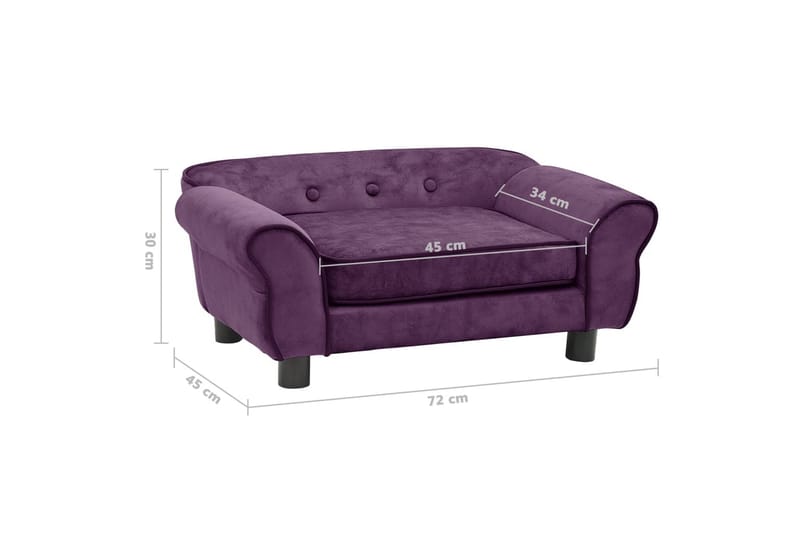 hundesofa 72x45x30 cm plys bordeauxfarvet - Violet - Sport & fritid - Til dyrene - Til hund - Hundemøbler - Hundeseng