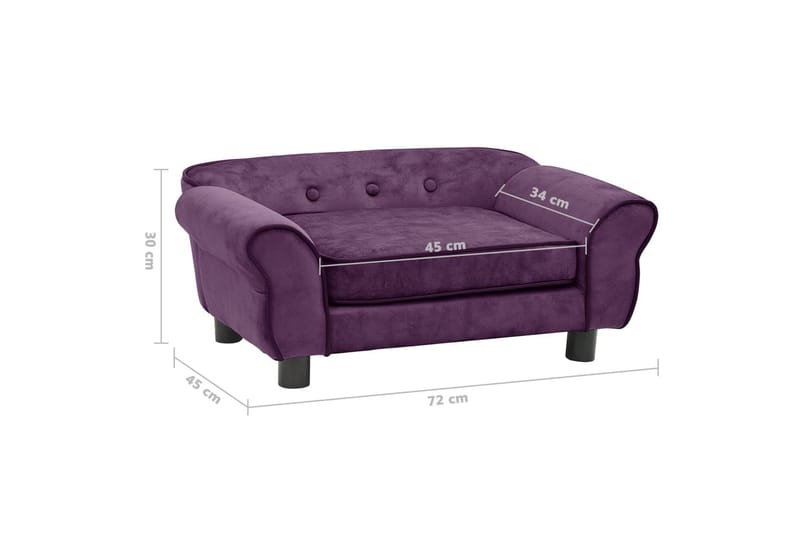 hundesofa 72x45x30 cm plys bordeauxfarvet - Violet - Hundeseng - Hundemøbler