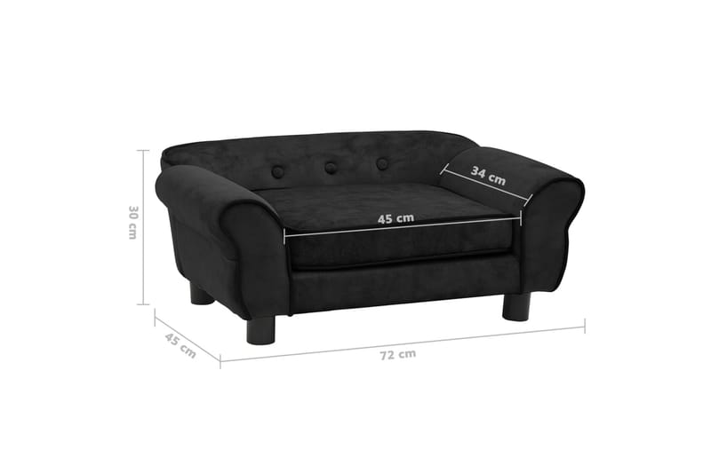 hundesofa 72x45x30 cm plys sort - Sort - Hundemøbler - Hundeseng