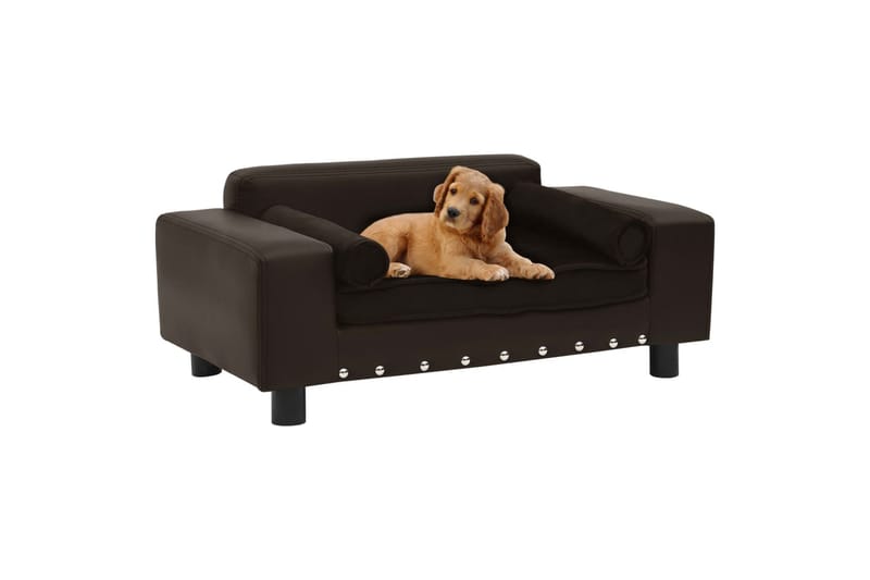 Hundesofa 81X43X31 cm Plys Og Kunstlæder Brun - Brun - Hundemøbler - Hundeseng