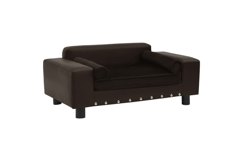 Hundesofa 81X43X31 cm Plys Og Kunstlæder Brun - Brun - Hundemøbler - Hundeseng