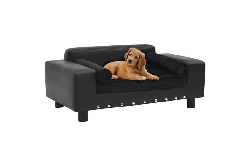 Hundesofa 81X43X31 cm Plys Og Kunstlæder Sort - Sort - Hundemøbler - Hundeseng