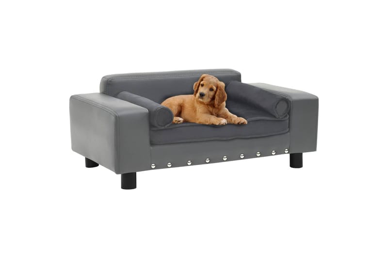 Hundesofa 81X43X31 cm Plys Og Kunstlæder Grå - Grå - Hundemøbler - Hundeseng