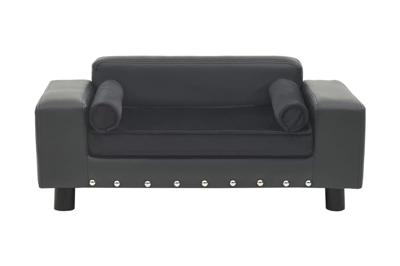 hundesofa 81x43x31 cm plys og kunstlæder mørkegrå - Grå - Hundemøbler - Hundeseng