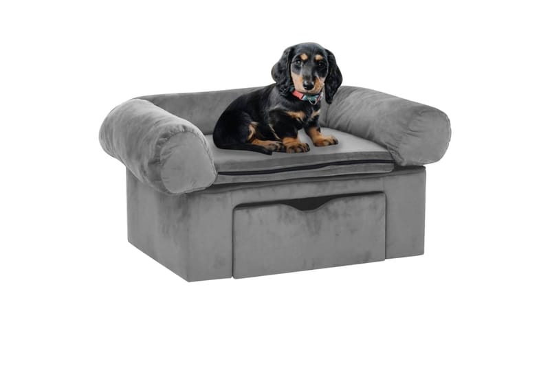 hundesofa med skuffe 75x50x38 cm plys grå - Grå - Sport & fritid - Til dyrene - Til hund - Hundemøbler - Hundeseng