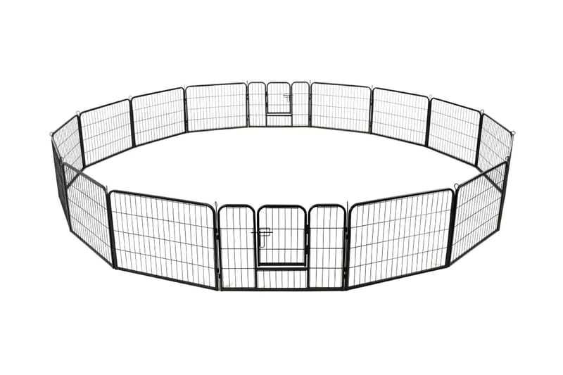 Løbegård Til Hunde 16 Paneler Stål 60 X 80 Cm Sort - Sort - Sport & fritid - Til dyrene - Til hund - Hundemøbler