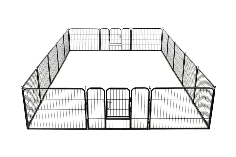 Løbegård Til Hunde 16 Paneler Stål 60 X 80 Cm Sort - Sort - Sport & fritid - Til dyrene - Til hund - Hundemøbler
