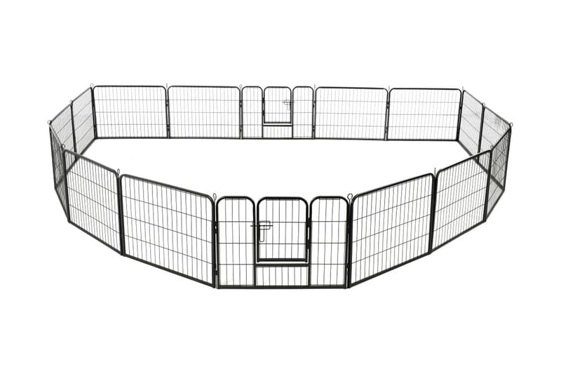 Løbegård Til Hunde 16 Paneler Stål 60 X 80 Cm Sort - Sort - Sport & fritid - Til dyrene - Til hund - Hundemøbler