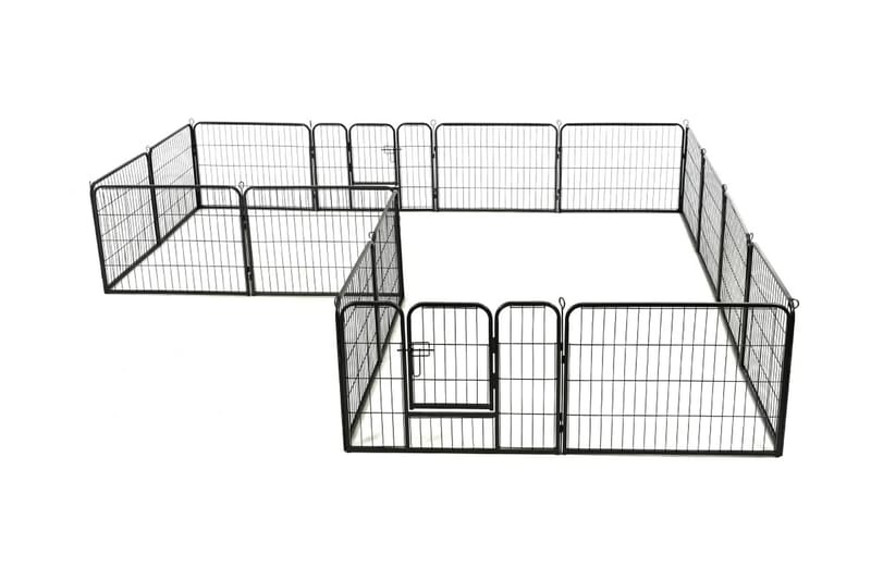 Løbegård Til Hunde 16 Paneler Stål 60 X 80 Cm Sort - Sort - Sport & fritid - Til dyrene - Til hund - Hundemøbler