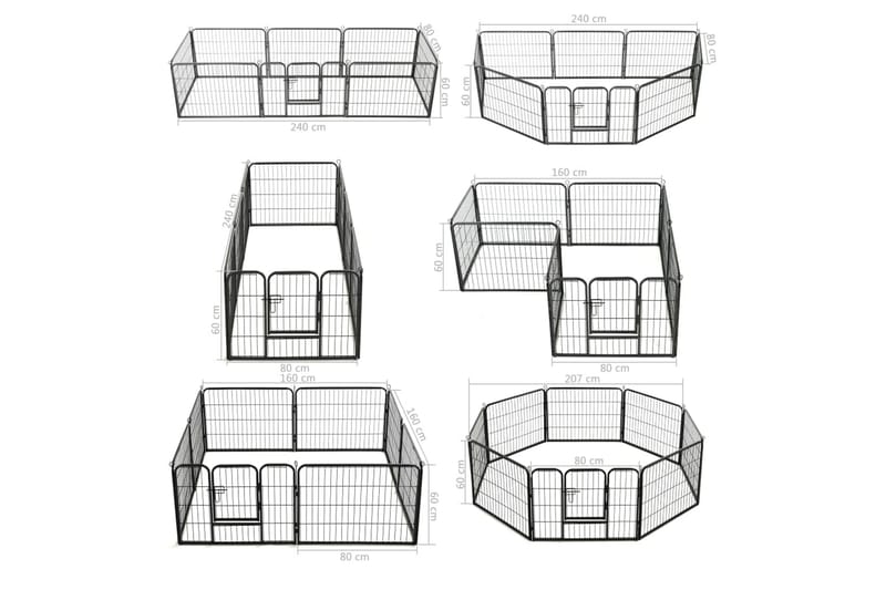 Løbegård Til Hunde 8 Paneler Stål 60 X 80 Sort - Sort - Sport & fritid - Til dyrene - Til hund - Hundemøbler