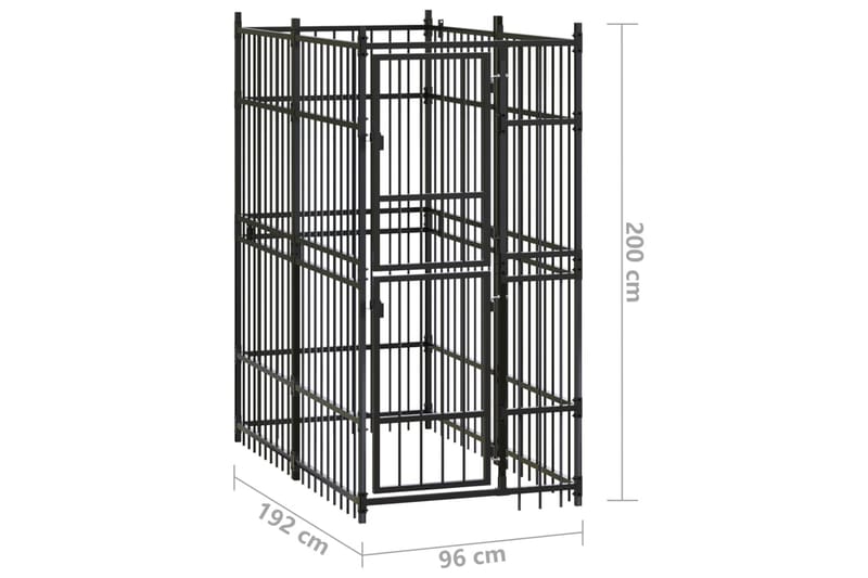 udendørs hundebur 1,84 mÂ² stål - Sort - Sport & fritid - Til dyrene - Til hund - Hundemøbler